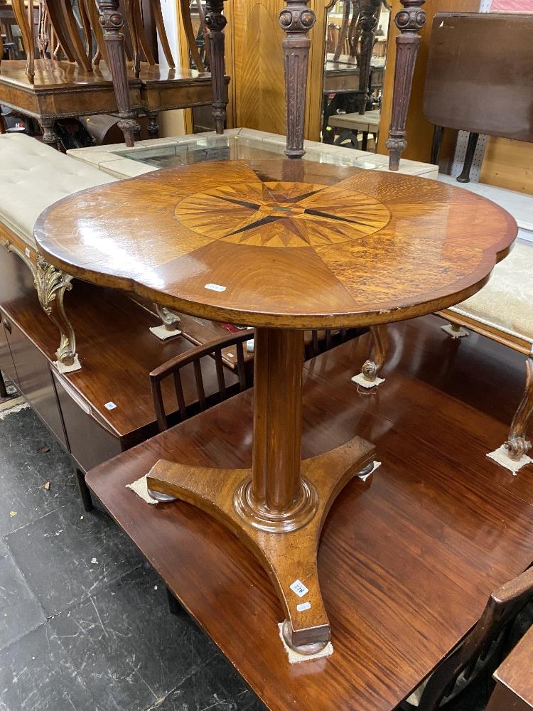 An inlaid 19th century pedestal side table