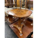 An inlaid 19th century pedestal side table