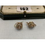 A pair of Russian hallmarked earrings, Crown setting,