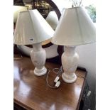 Pair of marble lamps and shades