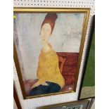 A framed print, portrait of a lady,