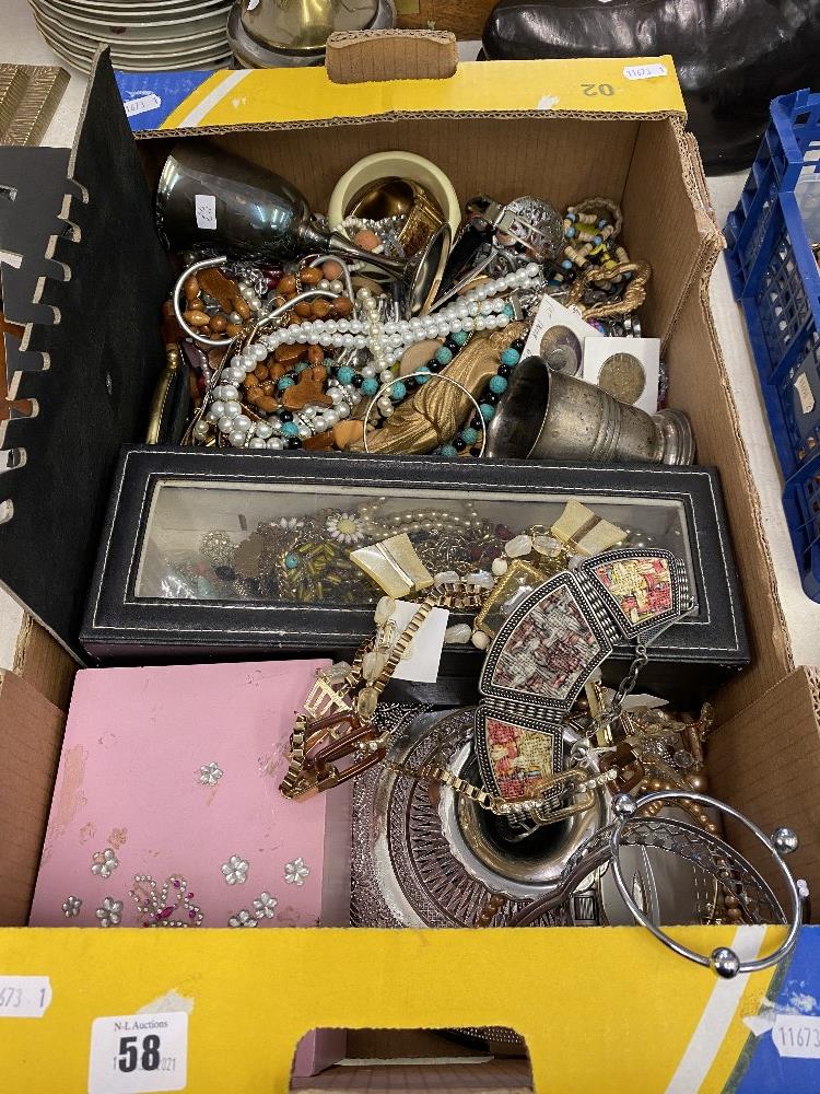 A box of assorted costume jewellery