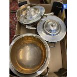 Three large silver plated tureens,