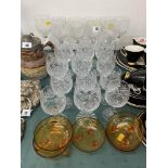 A collection of cut glass/ wine glasses