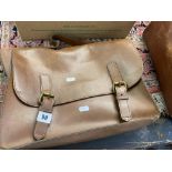 A vintage brown leather satchel