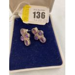 A pair of Silver and Amethyst earrings,