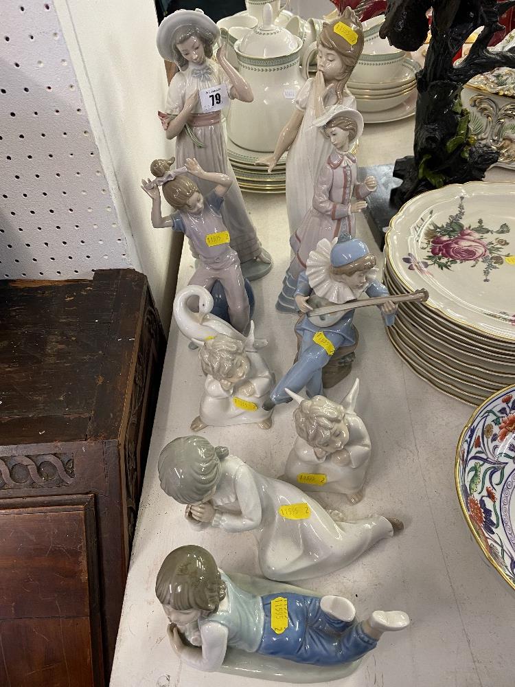 Six Lladro figure and four Nao