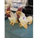 A pair of Cockerel cocktail stick holders