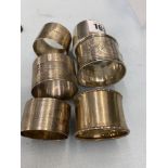 Six assorted hallmarked silver napkin rings,