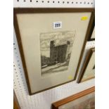 A framed and glazed etching,