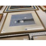 A framed and glazed watercolour Harbour scene,