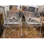 A set of four mid-century wire garden chairs