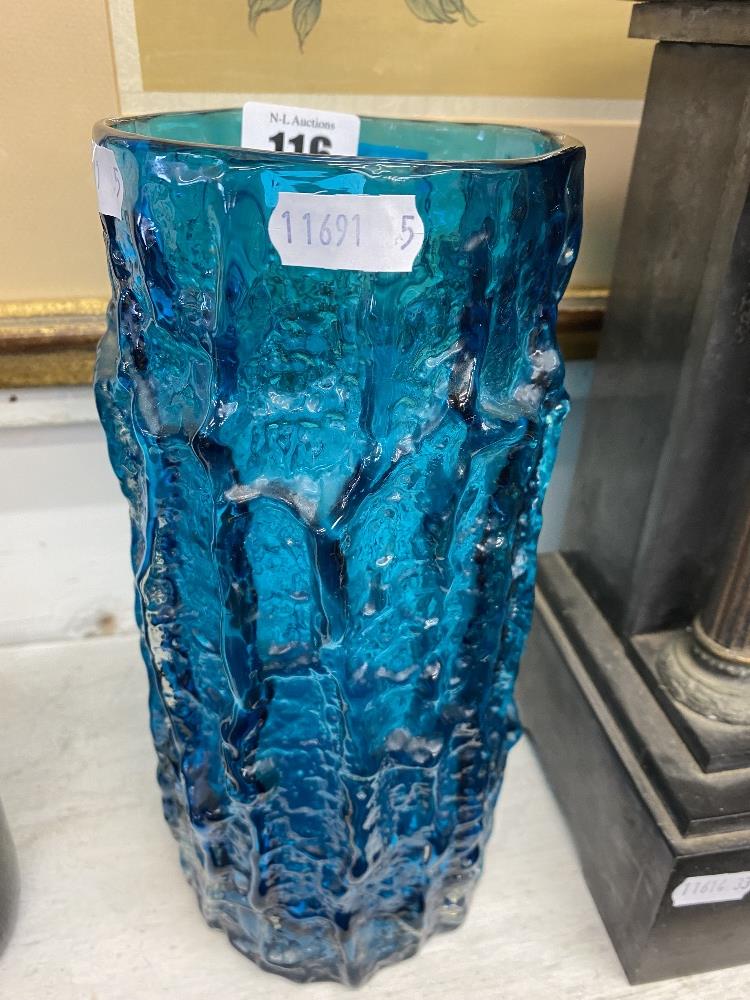 A 1960's Blue Geoffrey Baxter Kingfisher vase, Whitefriars,