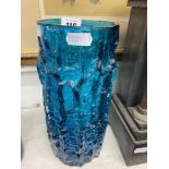 A 1960's Blue Geoffrey Baxter Kingfisher vase, Whitefriars,