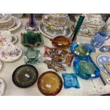 A collection of Murano glassware