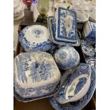 A large qty of blue and white china