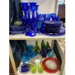 A large qty of blue glassware