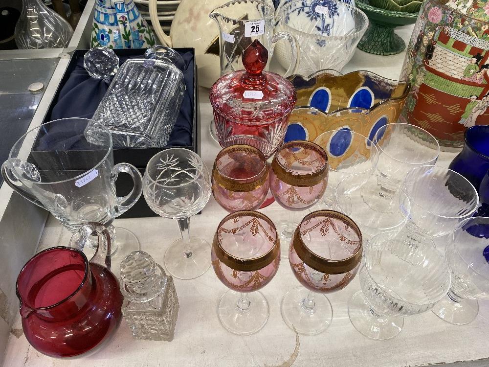 A qty of glassware inc. Cranberry etc.