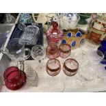 A qty of glassware inc. Cranberry etc.