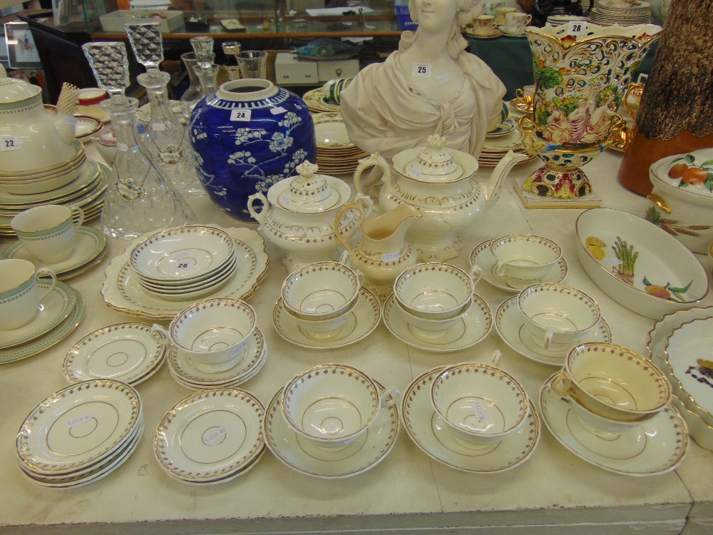 A GOld and white Victorian tea set inc.