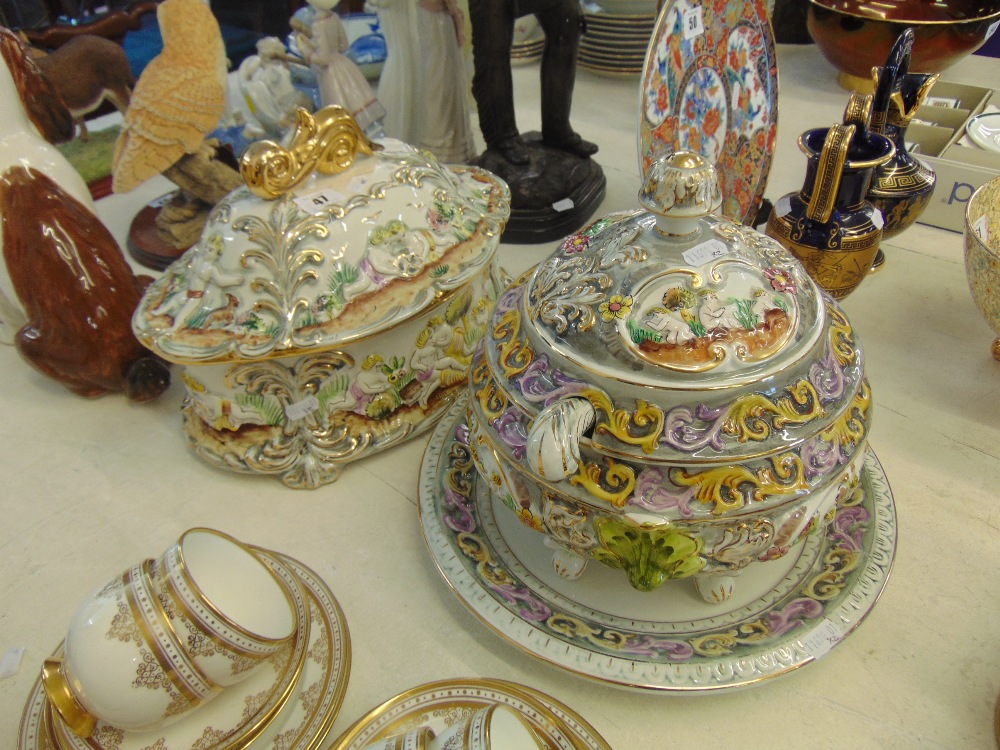 Two large serving dishes, Alcobaca, Portugal,