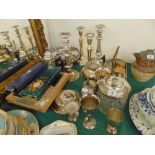 A qty of silver plate, candlesticks etc.