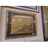 A framed print,