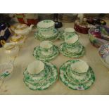 A Victorian Green and white part tea set