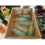 Six old bottles, torpedo etc.
