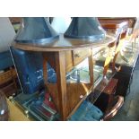 An Oak (Replica) Cricket table circa 1900, circular plank top, three plain legs,