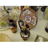 Two Grecian Urns, plate, tins etc.