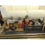 A qty of oil lamps, parts etc.