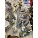 Six Lladro figure and four Nao