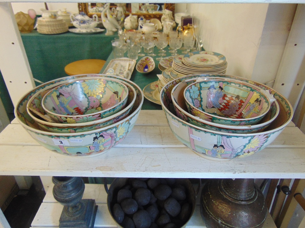 Two Canton fruit bowl sets