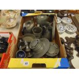 A collection of pewter ware