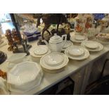 A Rosenthal part dinner service, gold/ white inc.