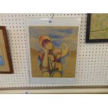 A signed original 1920's Italian surrealist watercolour, figure of a woman, on heavy paper,