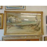 A large framed watercolour, coastal scene, signed WH Pigott,