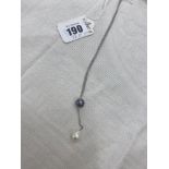 A 14ct white gold chain suspended with two cultured Pearls