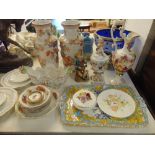 A qty of assorted china, inc. Dresden lidded dish a.f, Capodimonte etc.