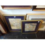 Two framed oriental silk panels