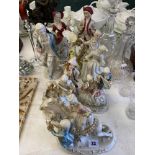 A collection of porcelain figures