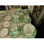 A Victorian Green and white part tea set