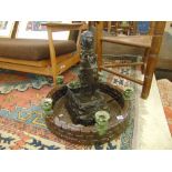 A bronze indoor fountain