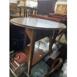An Oak (Replica) Cricket table circa 1900, circular plank top, three plain legs,