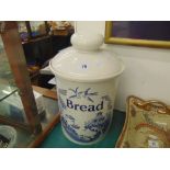 A large china bread bin 'crock'