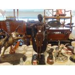 A bronze Artdeco lady with tray