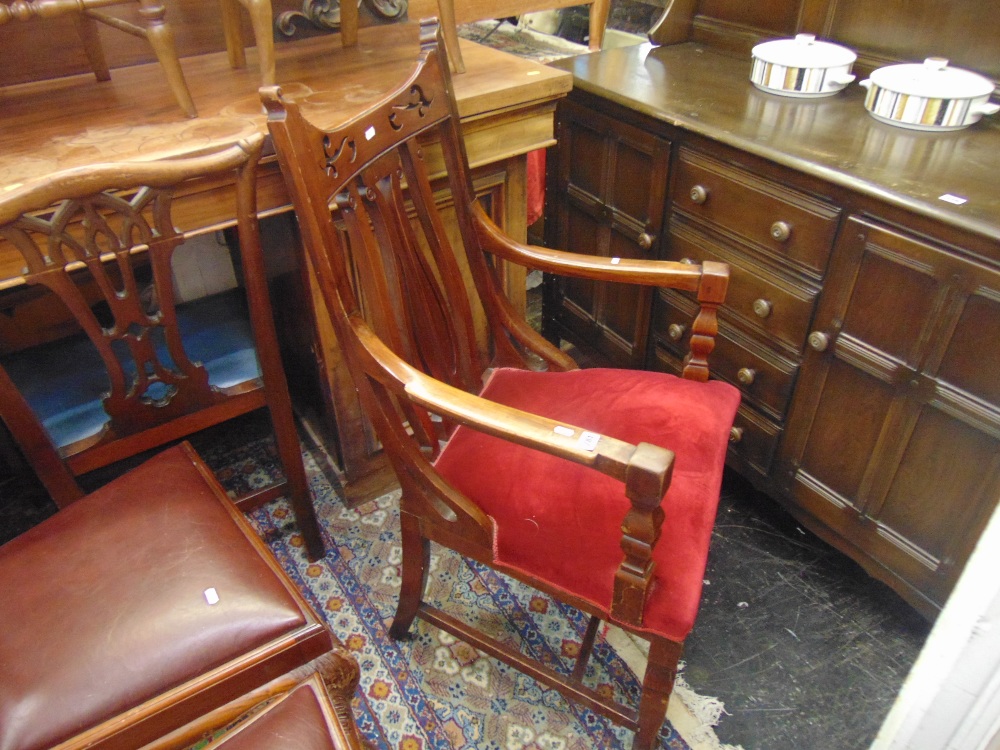 An upholstered Mahogany carver armchair - Image 2 of 3