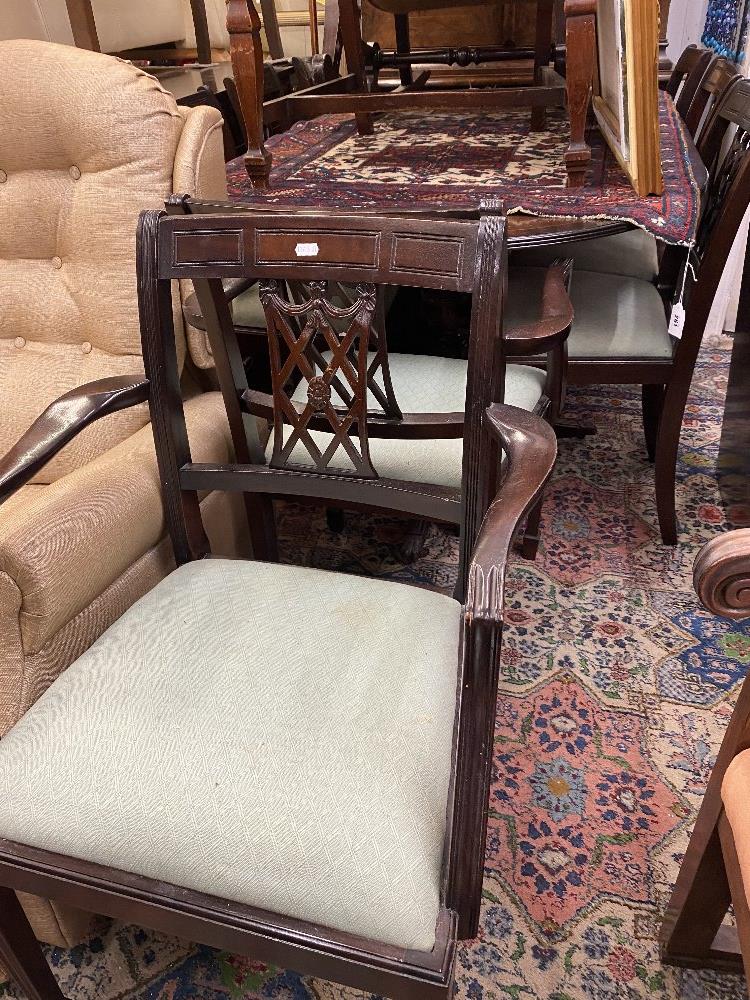 A Regency style dining room suite; table with extra leaf, - Image 3 of 4