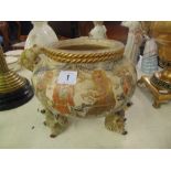 An early Japanese Satsuma figural jardiniere a.f H20.